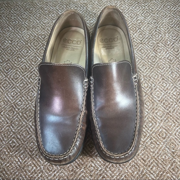 Ecco Driving Moc Men EU 41 US 8 Slip-On Loafers Brown Leather Shoes Career EUC - Picture 8 of 9